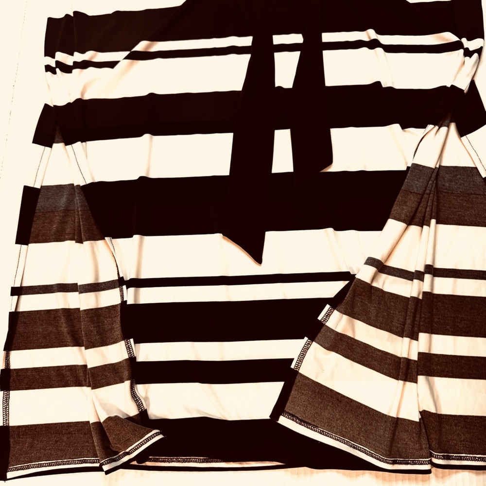 Chico's Classic Striped Black Brown and White Pattern Maxi Dress - Picture 4 of 11